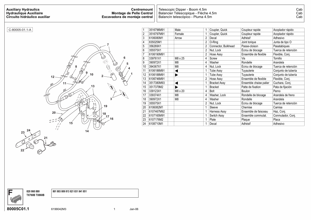 Fermec Terex 820, 860/880 SX & ELITE, 970/980 ELITE, TX760B, TX860B